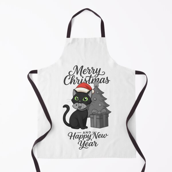 Item preview, black cat merry christmas and happy new year black white designed and sold by sabartgunpla.