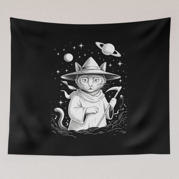 Item preview, Grim Reaper Cat, Cute Halloween Spacecore Black Cat designed and sold by DetroitMug.