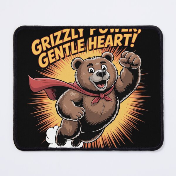 Item preview, Grizzly Power Gentle Heart Superhero Bear designed and sold by DetroitMug.