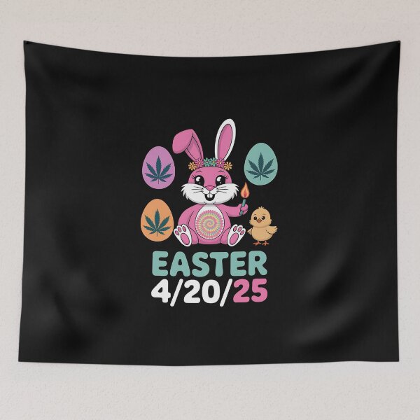 Item preview, Funny Happy 420 Easter Bunny Chick Smoking Weed Cannabis designed and sold by itsnothatweird.