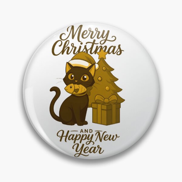 Item preview, gold black cat merry christmas and happy new year designed and sold by sabartgunpla.