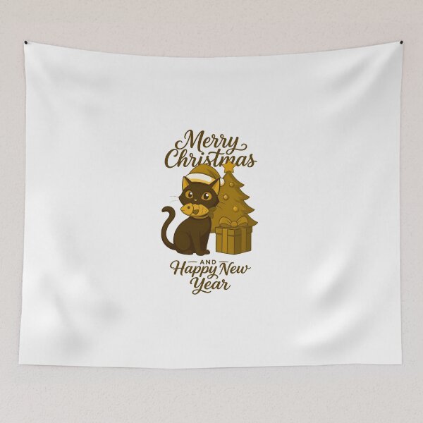 Item preview, gold black cat merry christmas and happy new year designed and sold by sabartgunpla.