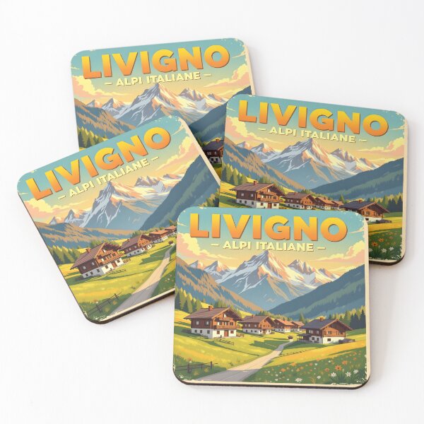 Artikelvorschau, Livigno, Lombardei, Italien: Reiseplakat im Vintage-Stil mit malerischem Motiv entworfen und verkauft von LSVart.
