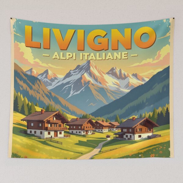 Item preview, Livigno, Lombardy, Italy: Vintage-Style Painterly Travel Poster designed and sold by LSVart.