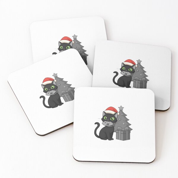 Item preview, black white ink black cat cute merry christmas and happy new year designed and sold by sabartgunpla.