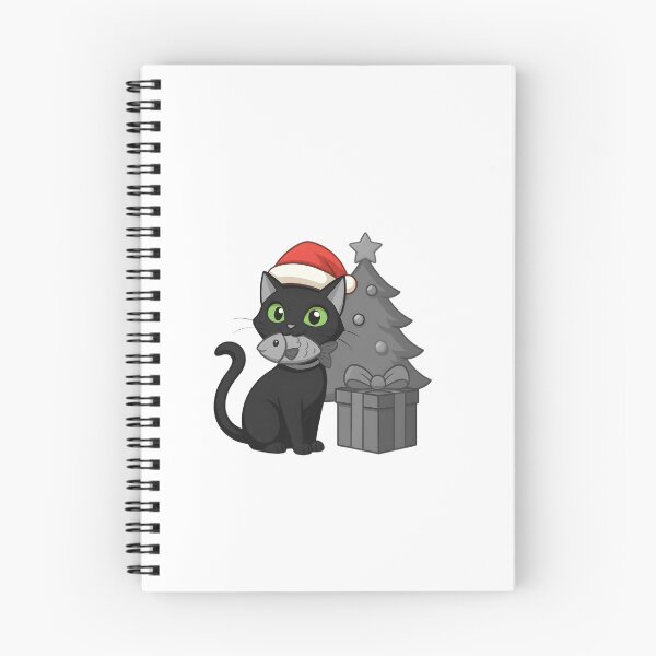 Item preview, black white ink black cat cute merry christmas and happy new year designed and sold by sabartgunpla.