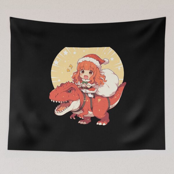 Item preview, Saori Takebe Christmas Santa Riding Dinosaur In Girls Und Panzer Anime designed and sold by HumbertoValveno.