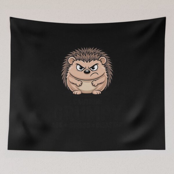 Item preview, Grumpy Hedgehog Caution Age Stress Disaster Cute Angry designed and sold by CultureSpec.