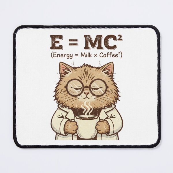 Item preview, E = MC² Funny Coffee Cat – Cute Scientist Cat Drinking Coffee Pun Design designed and sold by ZKSassyPUP.