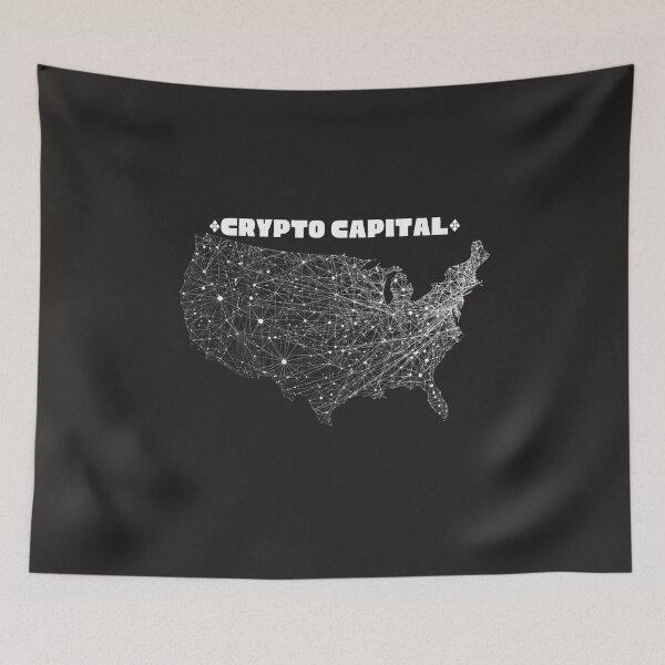 Item preview, Crypto Capital USA - Blockchain Network Map Bitcoin Cryptocurrency Art designed and sold by TitanRN.