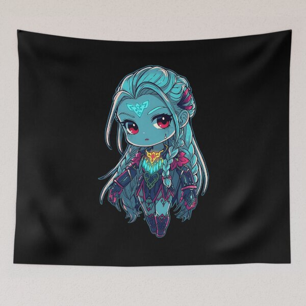 Item preview, Chibi Freya – Neon Viking Goddess | Cyber Norse Mythology Art designed and sold by R3X .