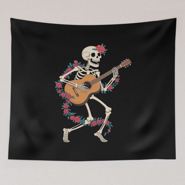 Item preview, Guitar Playing Skeleton Floral Cottagecore Rock Musician designed and sold by CultureSpec.