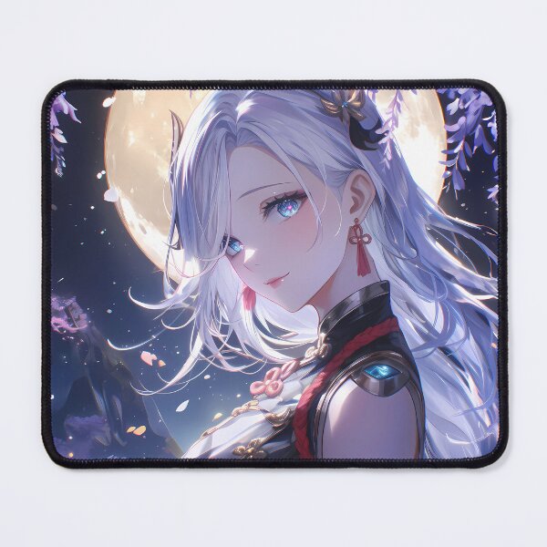 Item preview, Shenhe Genshin Impact Anime Girl Wisteria Moonlight Frost Night Silver designed and sold by HumbertoValveno.
