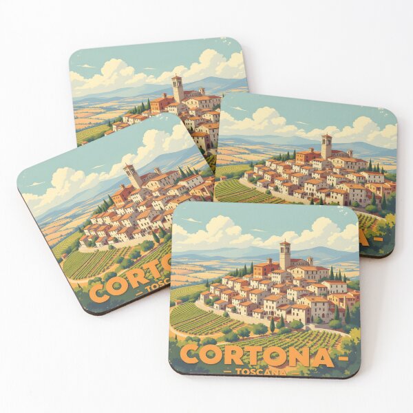 Item preview, Cortona, Tuscany, Italy: Vintage-Style Painterly Travel Poster designed and sold by LSVart.