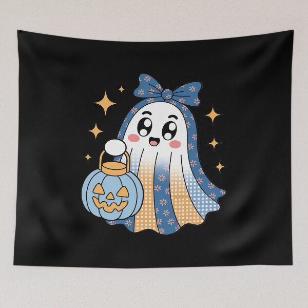 Item preview, Halloween Blue Denim Ghost Floral Patchwork Boo Ghost designed and sold by CultureSpec.
