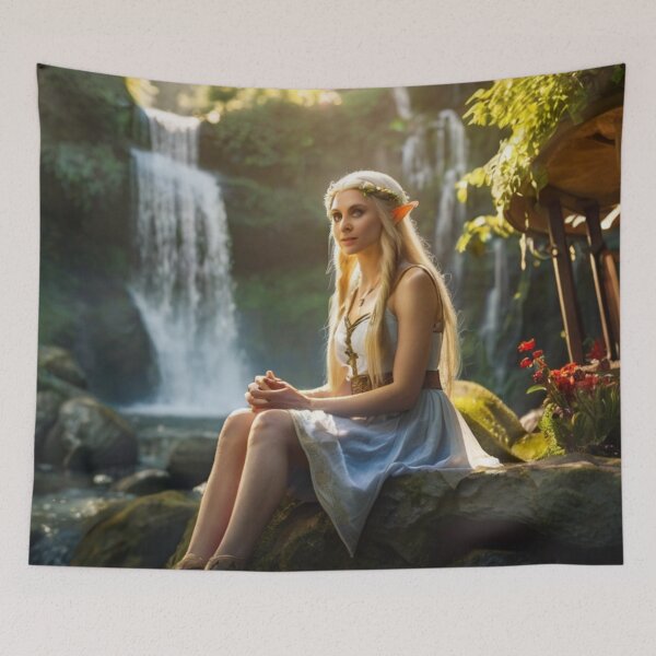 Item preview, Fairytale Elf Meditating in the Wild Nature Sanctuary designed and sold by BlareBlare.