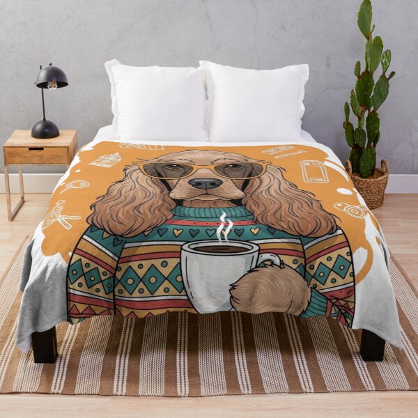 Item preview, Cocker Spaniel Coffee Lover - Retro Hipster Dog Art designed and sold by TheGroovyLoft.