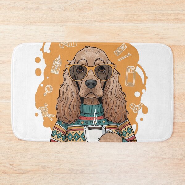 Item preview, Cocker Spaniel Coffee Lover - Retro Hipster Dog Art designed and sold by TheGroovyLoft.