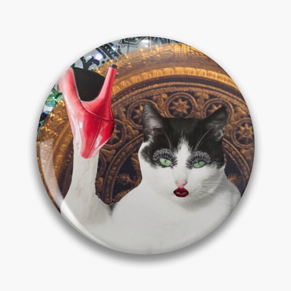 Item preview, Cat Queen Wearing Red Shoes Digital Collage Print designed and sold by Julia Sol.