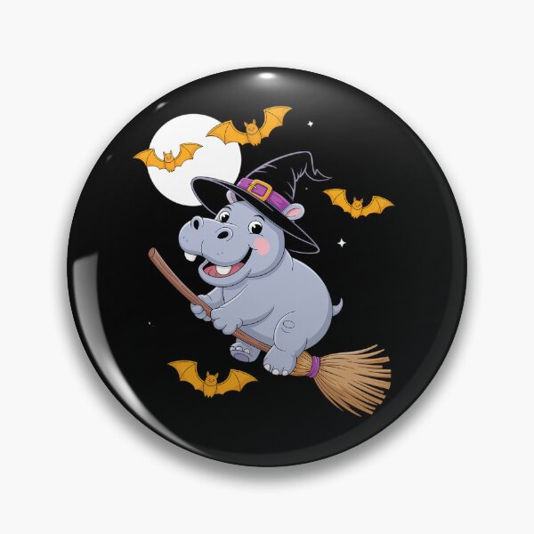 Item preview, Hippo Witch Hat Riding Broom Stick Zoo Animal Lover designed and sold by estellaken.