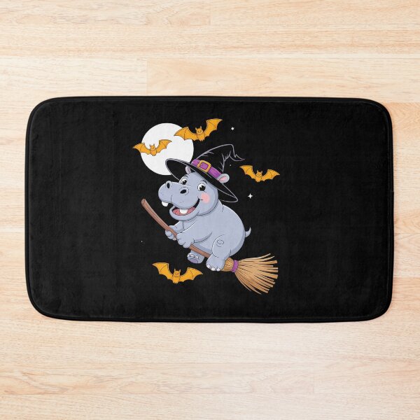 Item preview, Hippo Witch Hat Riding Broom Stick Zoo Animal Lover designed and sold by estellaken.