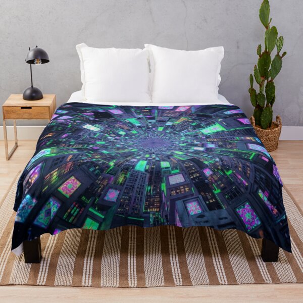 Artikelvorschau, Infinite Glitch City 2: Neon Cyberpunk Tunnel & Psychedelic Fractal Architecture Art Print entworfen und verkauft von DeluluWear.