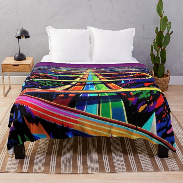 Item preview, Douchie Hyperspace Highway | Retro Pop Art Cityscape Print | Trippy Psychedelic Warp Speed Poster designed and sold by DeluluWear.