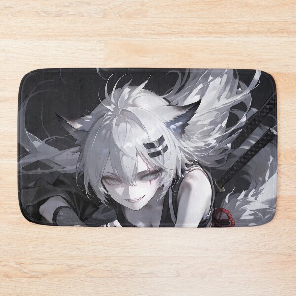 Item preview, Prelude Lappland Arknights Wolf Girl Kneeling In Dark Samurai Setting designed and sold by HumbertoValveno.