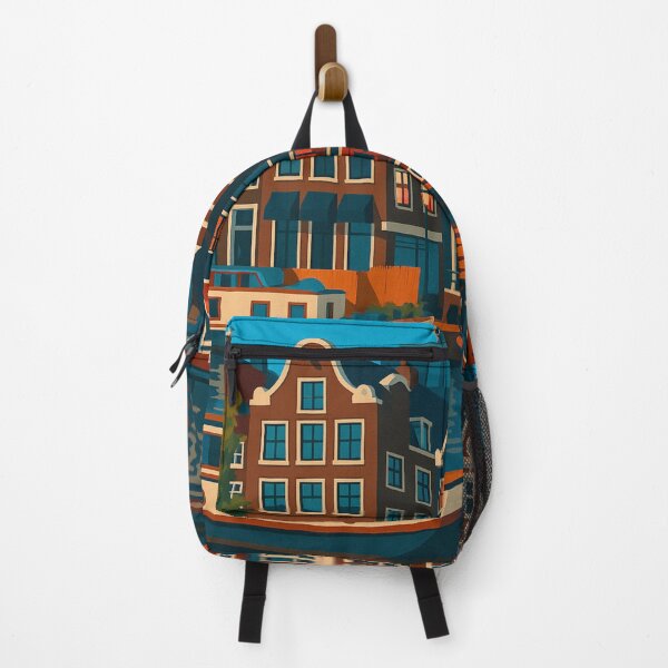 Item preview, Amsterdam Canal Houses at Dusk - Colorful Travel Art designed and sold by artecomm.