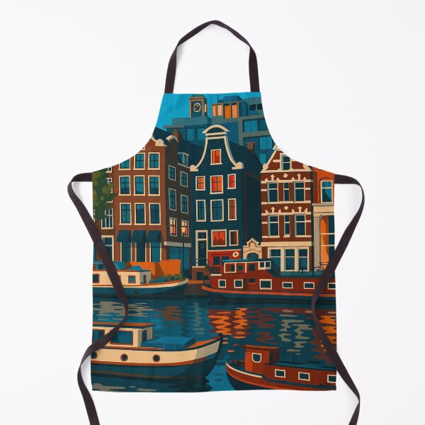 Item preview, Amsterdam Canal Houses at Dusk - Colorful Travel Art designed and sold by artecomm.