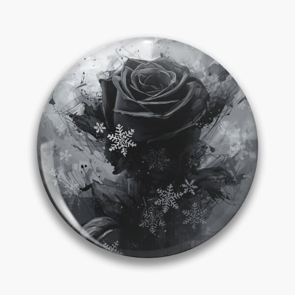 Item preview, Gothic Black Rose with Snowflakes - Dark Winter Floral Art designed and sold by TitanRN.