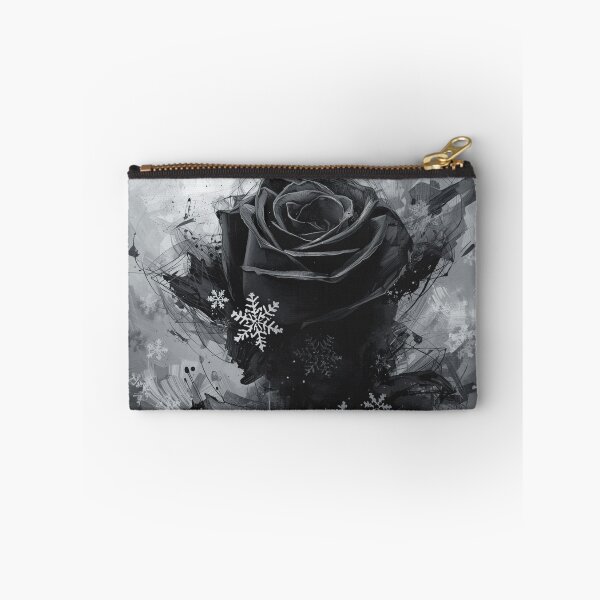 Item preview, Gothic Black Rose with Snowflakes - Dark Winter Floral Art designed and sold by TitanRN.