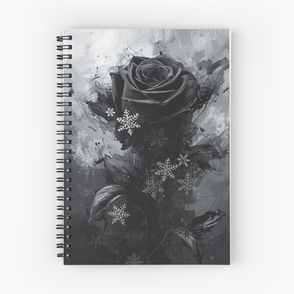 Item preview, Gothic Black Rose with Snowflakes - Dark Winter Floral Art designed and sold by TitanRN.