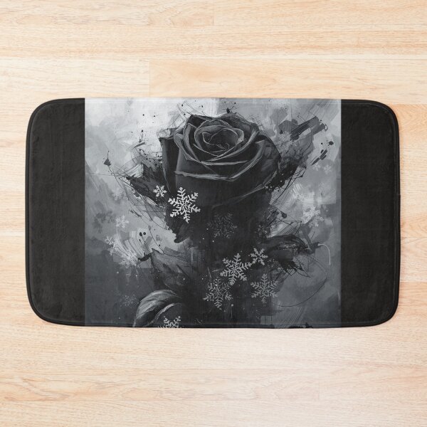 Item preview, Gothic Black Rose with Snowflakes - Dark Winter Floral Art designed and sold by TitanRN.