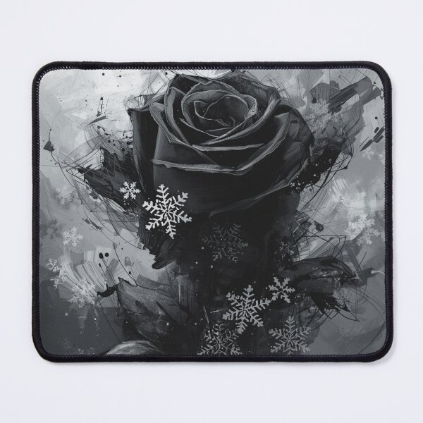 Item preview, Gothic Black Rose with Snowflakes - Dark Winter Floral Art designed and sold by TitanRN.