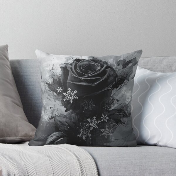 Item preview, Gothic Black Rose with Snowflakes - Dark Winter Floral Art designed and sold by TitanRN.