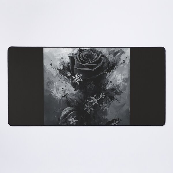 Item preview, Gothic Black Rose with Snowflakes - Dark Winter Floral Art designed and sold by TitanRN.