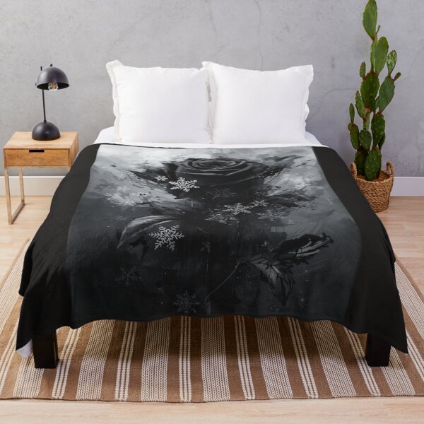 Item preview, Gothic Black Rose with Snowflakes - Dark Winter Floral Art designed and sold by TitanRN.