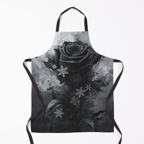 Item preview, Gothic Black Rose with Snowflakes - Dark Winter Floral Art designed and sold by TitanRN.