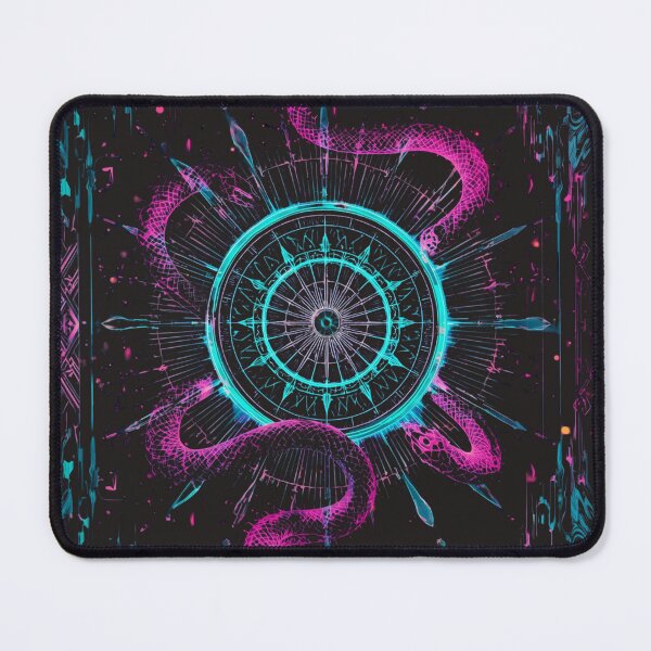 Item preview, Neon Ouroboros Snake Cyberpunk Art Pink Cyan Glow Mystical Symbol designed and sold by TitanRN.