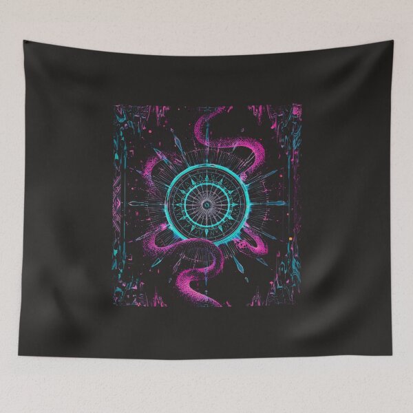 Item preview, Neon Ouroboros Snake Cyberpunk Art Pink Cyan Glow Mystical Symbol designed and sold by TitanRN.