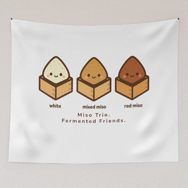 Item preview, Miso Trio – Fermented Friends | Cute Japanese Food Icon Art designed and sold by Yohei-Studio.