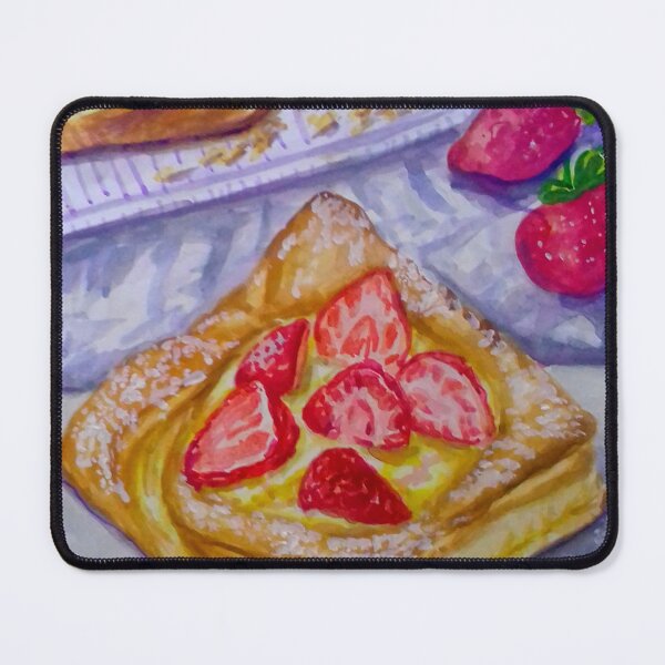 Item preview, Danish Strawberry Pastry Realistic Watercolor food painting designed and sold by happiartworks .