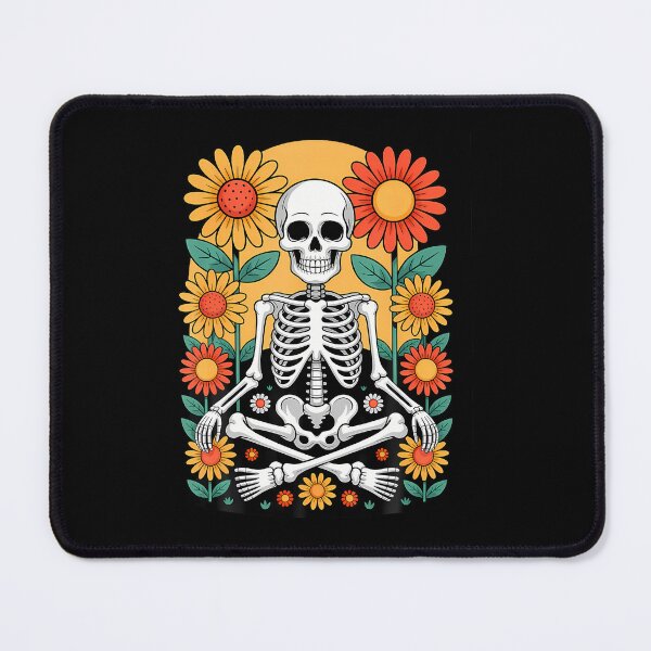 Item preview, Skeleton Meditating Among Vibrant Sunflowers designed and sold by ToriKarla.