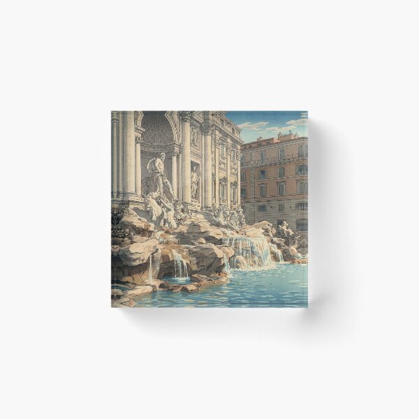 Item preview, The Trevi Fountain Japanese Woodblock Print designed and sold by Takeda-art.
