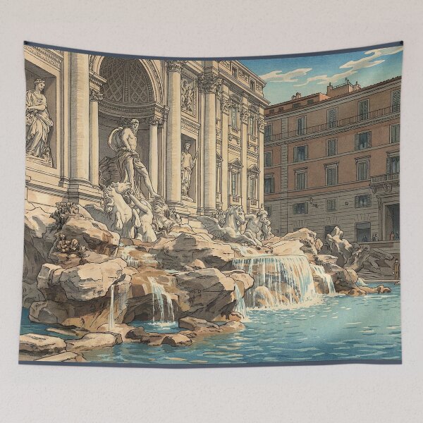 Item preview, The Trevi Fountain Japanese Woodblock Print designed and sold by Takeda-art.