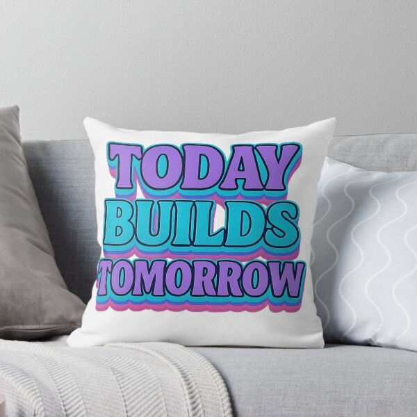 Item preview, Today Builds Tomorrow Vaporwave Retro Quote | Neon Aesthetic Motivational Typography designed and sold by CreativeXHub.
