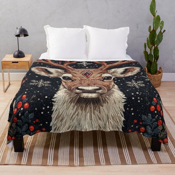 Item preview, Scandinavian Reindeer Embroidery – Winter Mythology Needlework Art designed and sold by MiraLumeStudio.