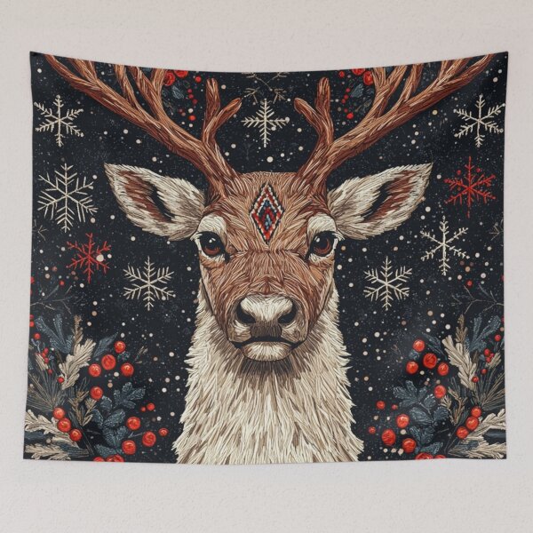 Item preview, Scandinavian Reindeer Embroidery – Winter Mythology Needlework Art designed and sold by MiraLumeStudio.