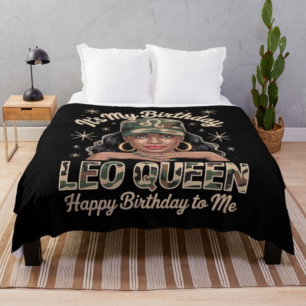 Item preview, Leo Queen Black Woman with Cap Camo It's My Birthday designed and sold by khorbiasieno.